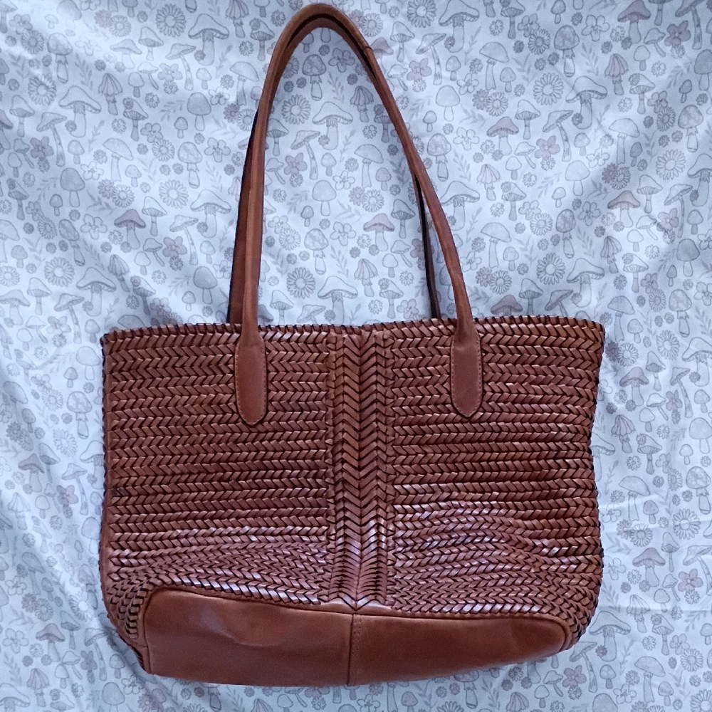 Brown Woven Tote Bag